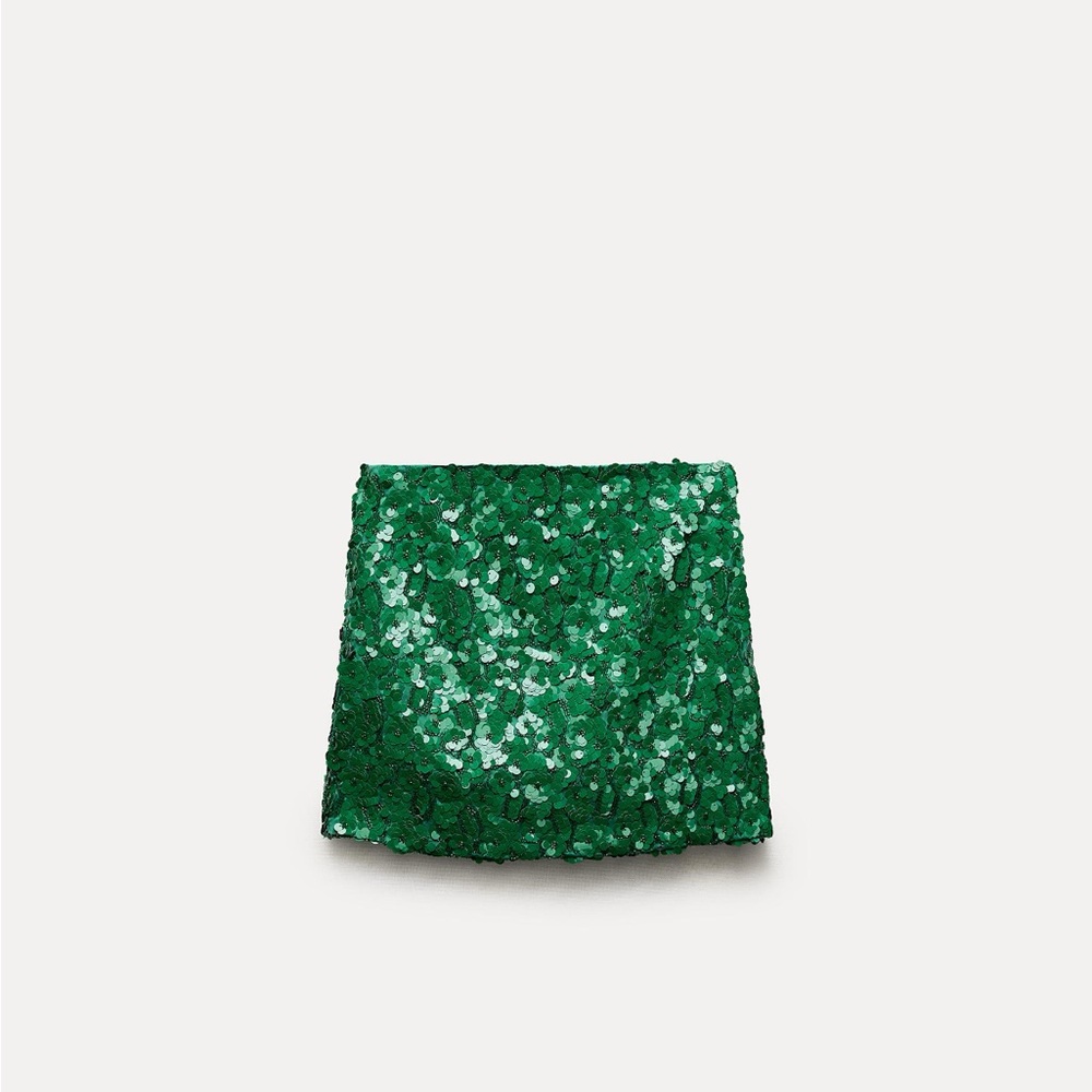 Zara Emerald Sequin Mini Skirt